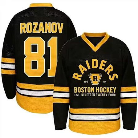 2026 Vintage Ishockeytrøje Mænd Langærmet Sportsskjorte Trendy*3XL*TMOMCQY-UC0122 Sort og Gul