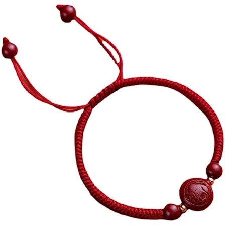 Cinnabar Zodiac Rød Tau Armbånd Honmei Nian Bead Armbånd (02 Zodiac okse)