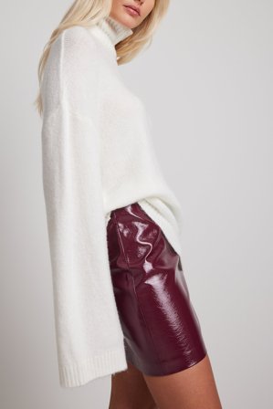 NA-KD Trend Jupe courte effet froissé en similicuir - Jupes en similicuir - Rouge - EU 34