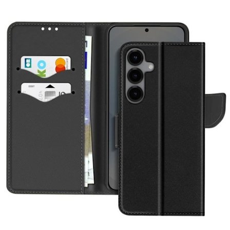 Plånboksfodral - Samsung - Galaxy S25 Plus - Saffiano-läder - Heltäckande skydd - Svart