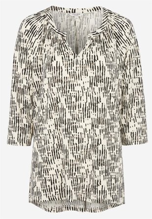 Cellbes of Sweden - V-ringad trikåtunika - offwhite / svart / mönstrad - för damer - 42/44