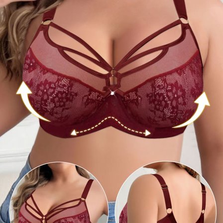 Elegant blondekantet plus size dame-bh uden ryg