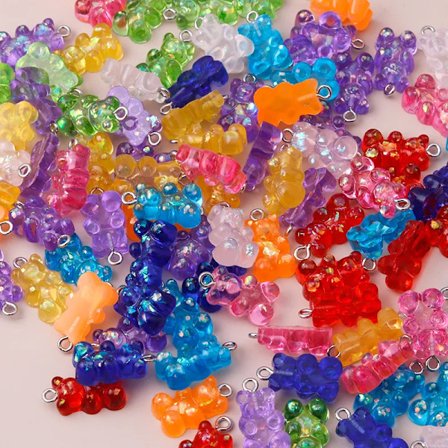10pcs 22X11mm Resin Sequins Gummy Bear Charms for Jewelry Making Cartoon Earrings Pendants Necklaces Bracelets DIY Accessories