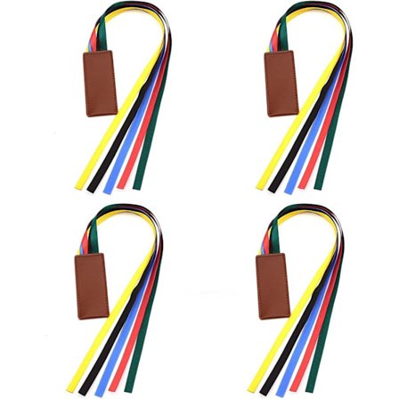 4 kpl Keinonahkaisia Nauhakirjanmerkkejä 5 Värillisellä Nauhalla