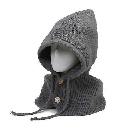 Vinterstrikket hue til kvinder med indbygget halsbeskyttelsestørklæde til udendørs kuldebeskyttelse