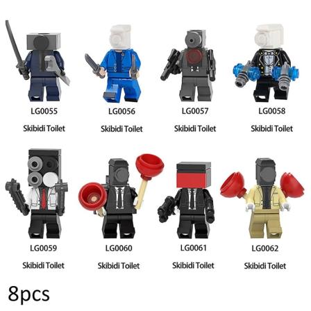 8 kpl Hot Skibidi Toilet Minifigure -hahmo koottu Mini Building Block Action Figures Lelut Lapsille Joululahja