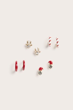 Kappahl | Kolczyki z bożonarodzeniowymi motywami, 4-pak | Złoty