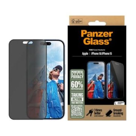 iPhone 16/15 PanzerGlass Ultra-Wide Fit Privacy EasyAligner...