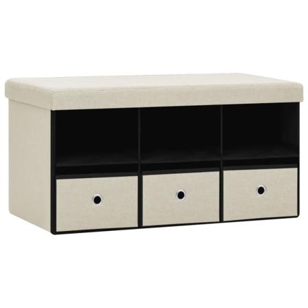 Vidaxl Hopfällbar Förvaringsbänk Gräddvit 76x38x38 Cm Konstlinne Vit