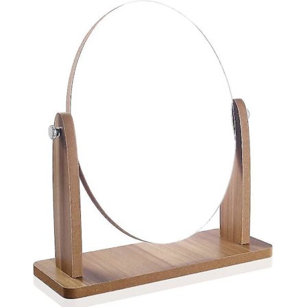 Træmakeup Spejl Med HD Træramme (Ovalt Træ)