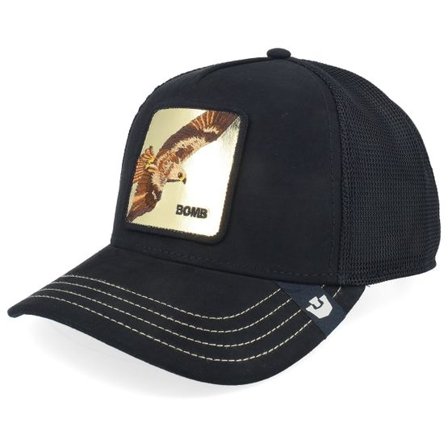 Goorin - Svart Keps - Golden Bomb Golden Suede Void Black A-Frame Trucker @ Hatstore