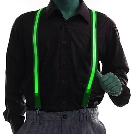 Hengsle og sløyfebånd med LED for menn - Perfekt for musikkfestivaler og maskeradeballer Fluorescent green