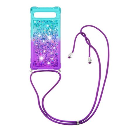 SKALO Google Pixel 7a Kvicksand Glitter Mobile Collar - Turkis-Lilla