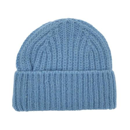 Closed Ribbed Beanie , Blauw , Dames , Maat: ONE Size Hoeden