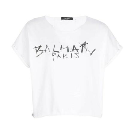 Balmain Yf1Ee008Gb79Gab T-Shirt Hvid, Dame T-shirts