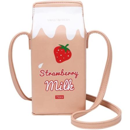 Dames Crossbody Veske Jordbærmelkboks Håndveske Liten Skulderveske Mobiltelefonlomme Skuldervesker Lcx-02