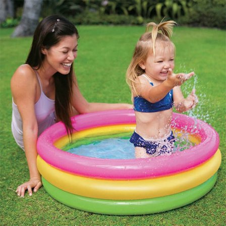 Beach Portable Uppblåsbar Baby Pool regnbågsfärger 61*22cm