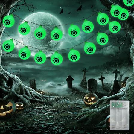 Halloween Øjenæble Grøn Streng Lys Grøn 10ft 20 Øjenæble Batteridrevet Halloween Lys Dekorationer 2 Tilstande Øjenæble Lys til Indendørs Grøn