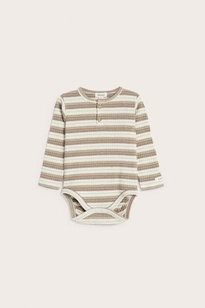 Newbie | Ribattu pitkähihainen body | Beige