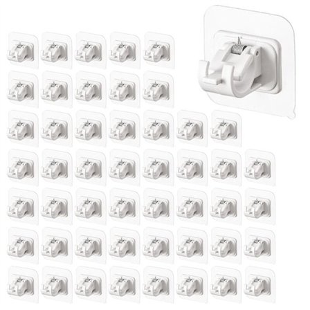 50 st borrfria gardinstänger Gardinstångsbeslag Spikfria krokar Justerbar klistra på gardinstång Genomskinlig krokfäste