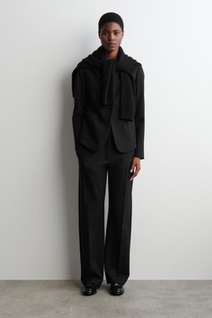 COS Damen Fein Gestrickte Hose Mit Geradem Bein - Schwarz