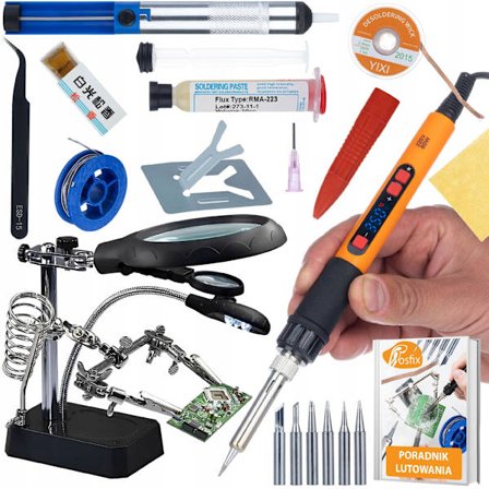 Loddesæt ProLuto 7-i-1 – 80W LCD Loddekolbe | Tredje Haand LED | Odsuger | Komplet Sæt til Elektronik