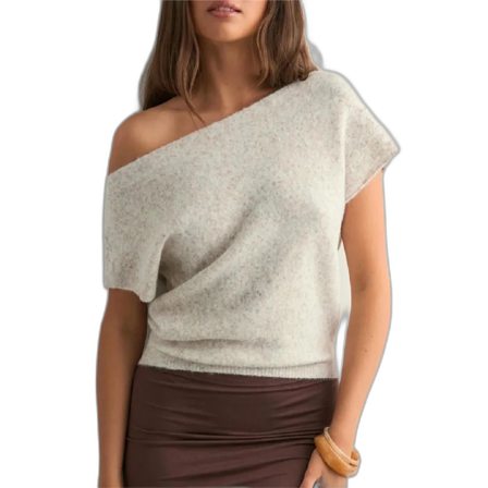 Ljusbeige offshoulder stickad topp