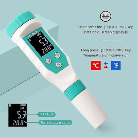 7 I 1 Ph/fritt Klor/orp/ec/tds/salt/temp Ph-mätare Pool Salinitetstestare Ip67 Vattentät-A1-Xin