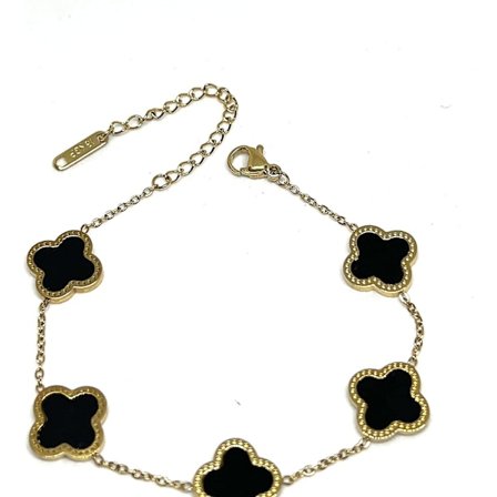 Crday Guld Och Svart Fyraklöver Armband Present