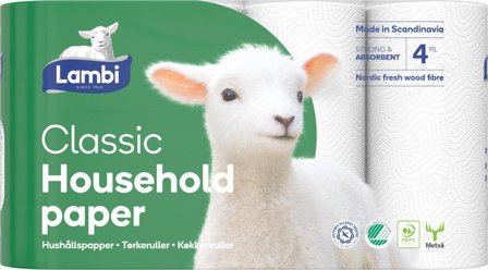 LAMBI Hushållspapper Classic vit 20/fp - Lyreco - Städ och hygien - Toalettpapper och torkpapper - Hushållspapper