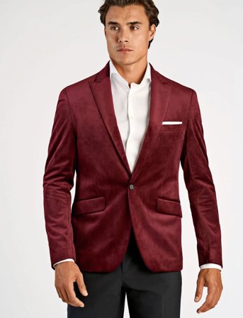 Lindbergh Velvet Blazer - Burgundy - 48