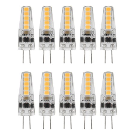 10 stk. G4 LED Pærer 2W Bi Pin Base Dæmpbare Pærer til Lysekrone Loftlampe Bordlampe Varm Hvid 3000K AC 12‐24V