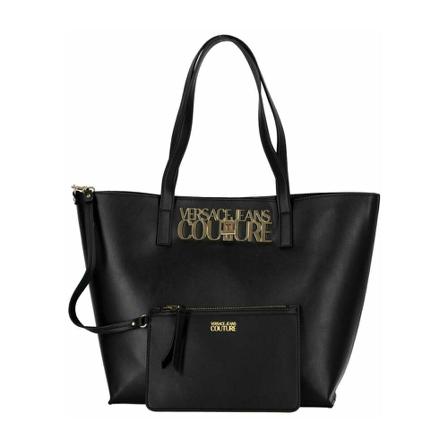 Versace Jeans Couture, Shopper bag con lettering logo metallico e pochette donna Versace Jeans Couture 73Va 4Bl 8-Zs 412 Nero Czarny, Kobieta, Rozmiar
