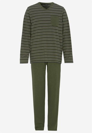 Cellbes of Sweden - To-delt pyjamas i grøn / stribet til herrer i størrelse 5XL