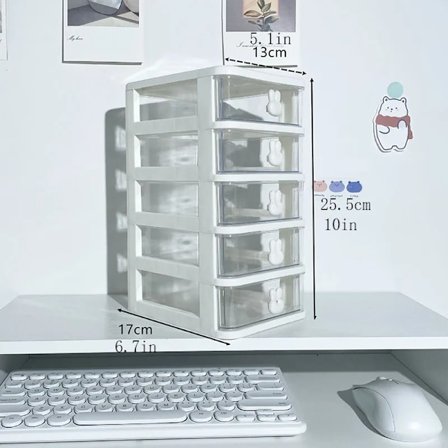 Multifunktionel skrivebordsarrangør skuffe med penneholder og opbevaringsskuffe til hårtilbehør Fem lag hvid