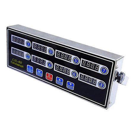 Kommersiell 8-kanals digital kjøkkentimer, rustfritt stål kalkulatortimer med alarm, klokke