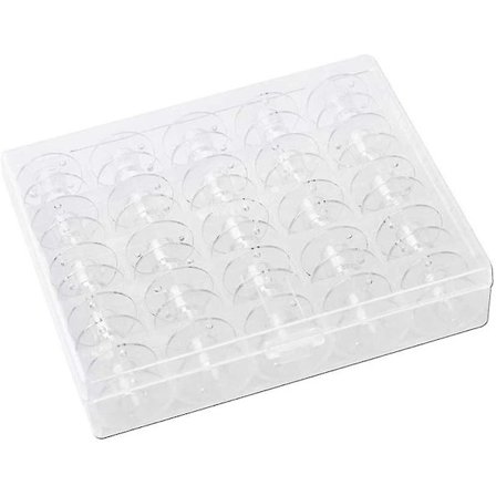 50 stk. symaskine spoler, (20,4 x 11,4 mm) plastspoler med opbevaringsboks (gennemsigtig), til Singer, Janome, Brother, Elna spoler - 2 bokse