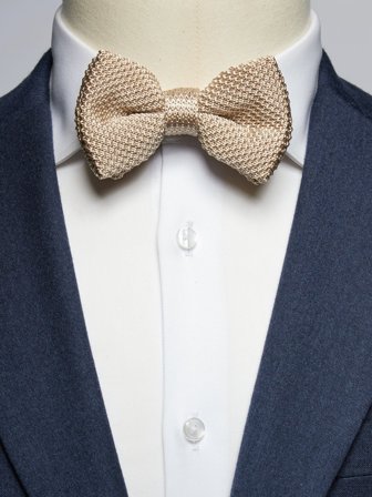 John Henric Men's Beige Knitted Bow Tie Size Pre-tied
