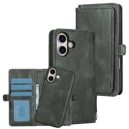 iPhone 16 - 2-i-1 Plånboksfodral med Lyxig Kvalitet och Praktisk Design!