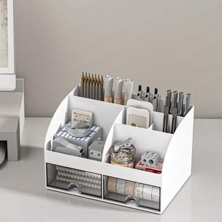 Kontor Skrivebord Opbevaringsboks Lille Skuffe Opbevaringsskab HVID Hvid