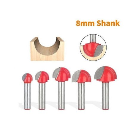 Rundbunds Træfræser, 5 stk. Overfræserbits 8 mm Skaft Notfræser Karbid Hale Notfræser til Fræser Skæreværktøj Overfræserbit