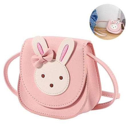 Jenteskulderbag, barn søt hare crossbody veske håndveske mini prinsesse messenger vesker lommebok med justerbart belte for barn jenter