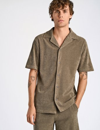 Lindbergh Ss Shirt Terry - Brown - XL