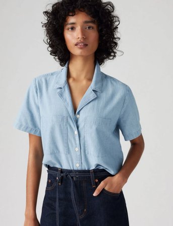 Levi's Sonny Camp Shirt Med Indigo - Flat Finish - Blue - S