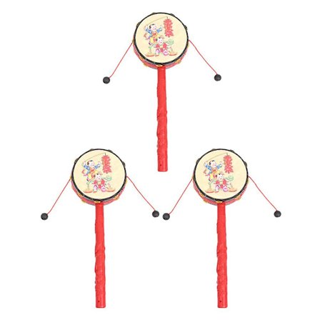 3 stk Musikalske Legetøj Småbørn Baby Rasle Legetøj Børn Uddannelsesmæssigt Legetøj Tegneserie Rasle Tromme Børn Rasle- Tromme Legetøj