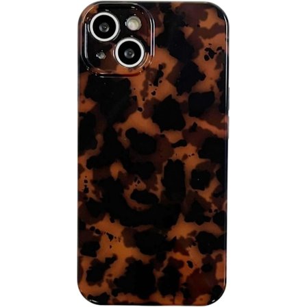 Retro Telefondeksel i Skalldyrsmønster Kompatibelt med iPhone16ProMax2021 Stilig Amber Brun Leopard Print Mote Klassisk Myk Ul