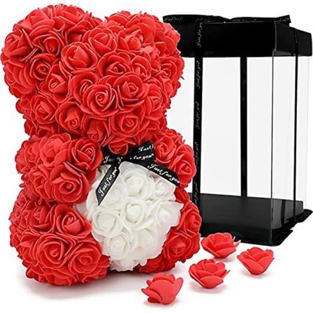 Rose Bear, Rose Teddy Bear På Hver Rose Bear, Blomsterbjørn, Klar Gaveeske Inkludert, 40 Cm