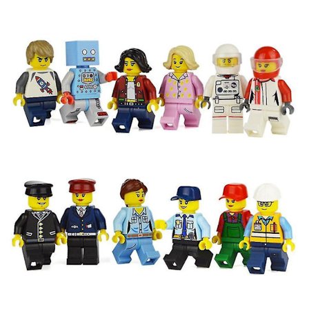 12pcs Urban Professional Doll Children's Small Particle Assembling Building Block Toys