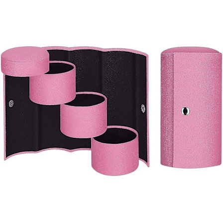Smykkeæske, Cylinder Lille 3 Lags Rulle Rejse Smykke Organiseringskasse, Pink