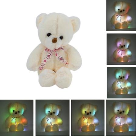 50cm Fargerik Glødende LED Lys Plussj Bjørn Dukke Kastepute Leke Venner Gave
